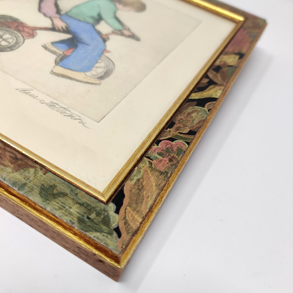 Tricycle Print Signed Matted Framed Numbered 8/150 Drawing Kids Siblings Friends - Picture 12 of 16